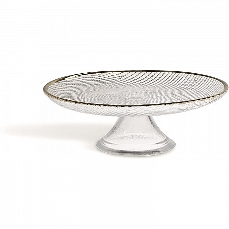 Platinum Alzata Torta, Vetro, Trasparente/Bordo Oro, 28x28x26 cm Excelsa