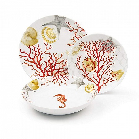 Servizio piatti tavola 18 pezzi Coral porcellana cod.62499 Excelsa