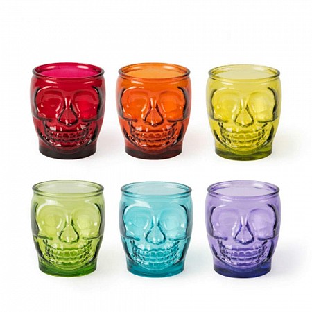 Bicchiere vetro lavorato serie teschio Calavera Cl.40 set 6 pezzi Excelsa