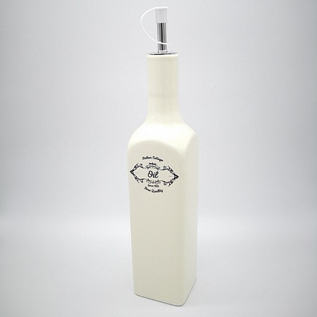 Oliera Ceramica Capacità ml 500 , bianco avorio, beccuccio versatore. Excelsa