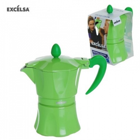 Excelsa Caffettiera aroma verde 3 tazze allumio e bakelite cod.38563 Excelsa