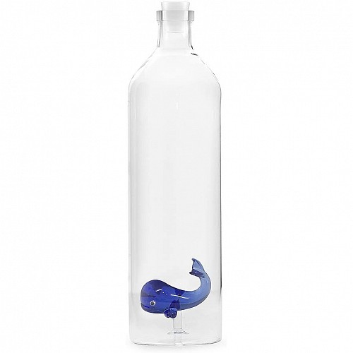 Balvi borosilicate glass water bottle BLue Whale L. 1,2