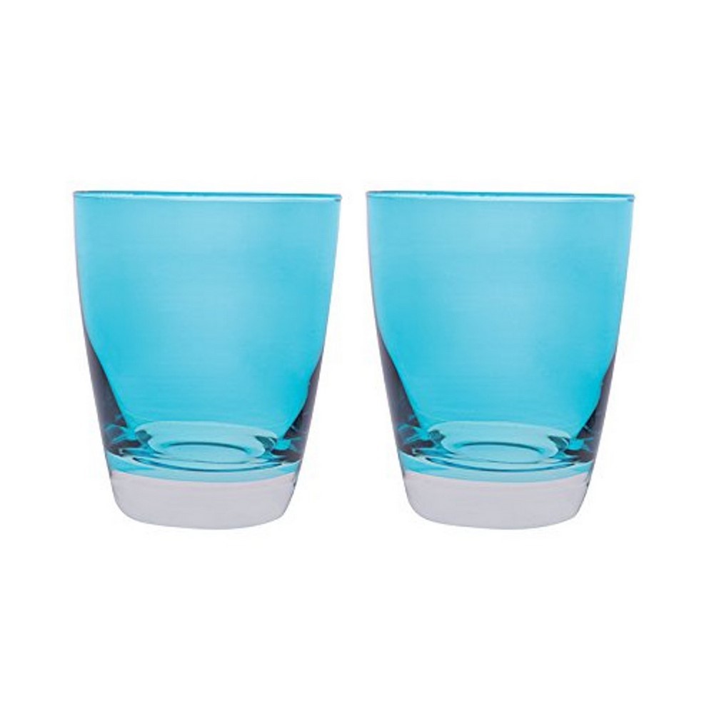 Bicchiere acqua vetro colorato serie Happy Azzurro cl 30 set 2 pezzi