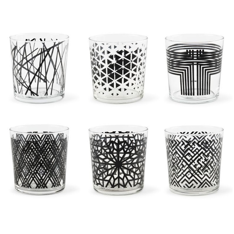 Servizio Piatti Excelsa Emily 18 Pezzi + Tazze Caff&egrave; | Porcellana Bianco/Nero | Design Moderno